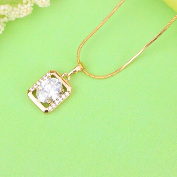 "Elegant Rose Gold Pendant with Oval CZ Center and Accent Stones, XPPT1443 - Picture 12 of 13